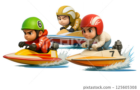 賽艇比賽 - 3 名選手參賽 - 面向左側 125605308