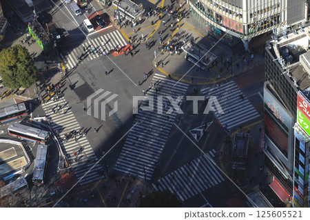Dec 10 2024 Busy Urban Intersection with Pedestrians and Buildings, SHIBUYA 125605521