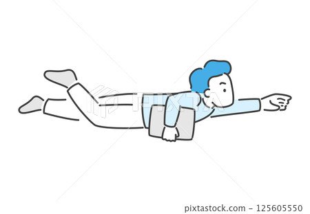 Vector illustration of a man flying with a laptop Vector illustration of a man flying with a laptop 125605550