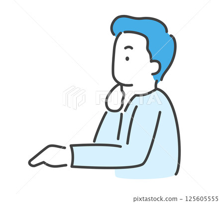 Sideways illustration of a man thinking Vector Sideways illustration of a man thinking Vector 125605555
