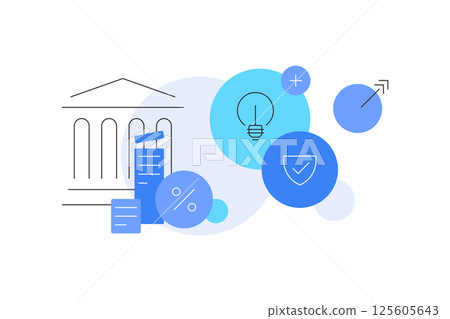 Banking, innovations and safety. Simple flat banner. Infographic slide 125605643