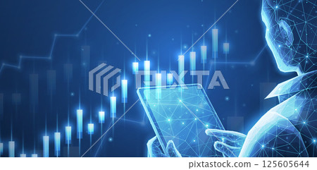 Broker trader analyzing currency exchange and stock market charts. 125605644