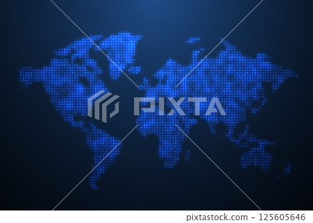 World map. Global network, pixel texture, earth background, abstract pattern World map. Global network, pixel texture, earth background, abstract pattern 125605646