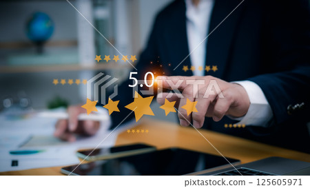 Customer evaluation product service quality, Satisfaction feedback review, Very good quality, Opinion customer satisfaction survey concept, Client service and experience rating online application. Customer evaluation product service quality, Satisfaction feedback review, Very good quality, Opinion customer satisfaction survey concept, Client service and experience rating online application. 125605971