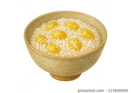 栗子飯的水彩風格插圖|秋天的味道/日式米飯 125606060