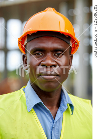 Construction Worker in Safety Gear at Building Site During Daylight Hours Construction Worker in Safety Gear at Building Site During Daylight Hours 125606205