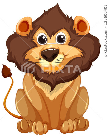 Cute Cartoon Lion Illustration with Playful Expression Cute Cartoon Lion Illustration with Playful Expression 125606403
