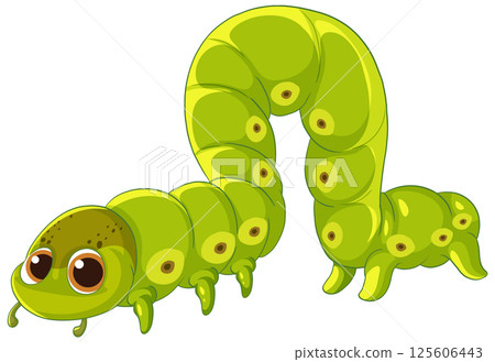 Cute Green Caterpillar Vector Illustration Cute Green Caterpillar Vector Illustration 125606443