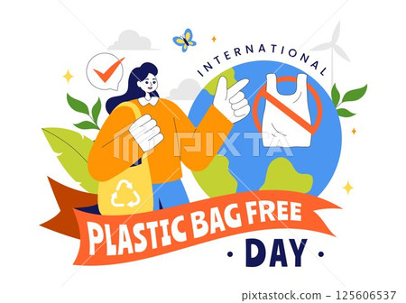 International Plastic Bag Free Day Vector Illustration on July 3 Featuring Go Green Message, Save the Earth and Ocean Theme in Eco Friendly Lifestyle International Plastic Bag Free Day Vector Illustration on July 3 Featuring Go Green Message, Save the Earth and Ocean Theme in Eco Friendly Lifestyle 125606537