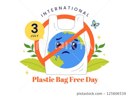 International Plastic Bag Free Day Vector Illustration on July 3 Featuring Go Green Message, Save the Earth and Ocean Theme in Eco Friendly Lifestyle 125606539