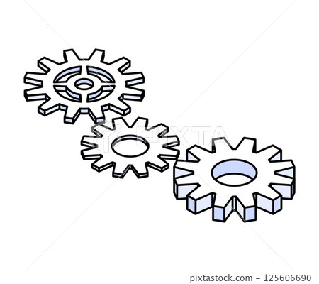 Three Gears Monochrome Blue Three Gears Monochrome Blue 125606690