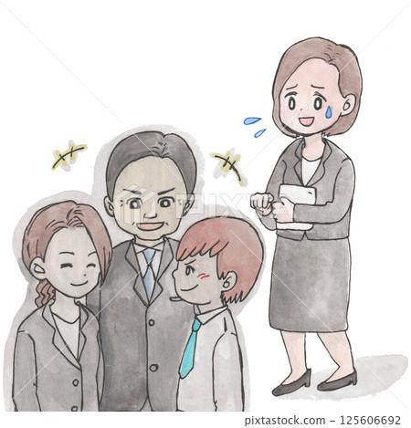 Illustration of a woman being subjected to power harassment (ostracism) 125606692
