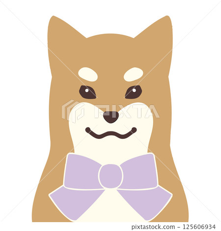 可愛的柴犬插畫-紫色背景 125606934