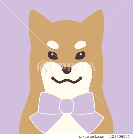 紫色背景的可愛柴犬插圖 125606935