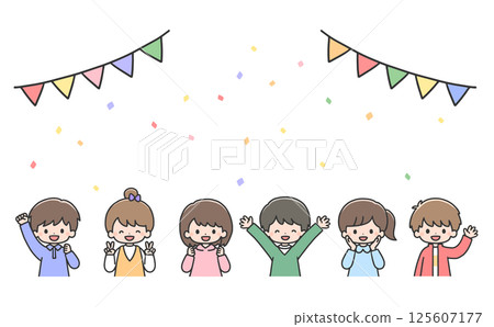 微笑的孩子們在聚會 125607177