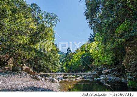 Kyoto's clear stream, Kiyotaki River, Ukyo Ward, Kyoto City Kyoto's clear stream, Kiyotaki River, Ukyo Ward, Kyoto City 125607313