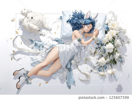 睡著的兔仙子的插圖素材 睡著的兔仙子的插圖素材 125607399