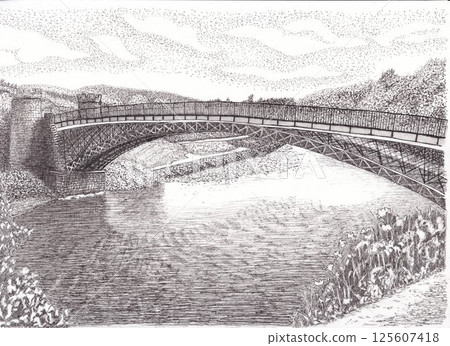 Landscape with a bridge 125607418