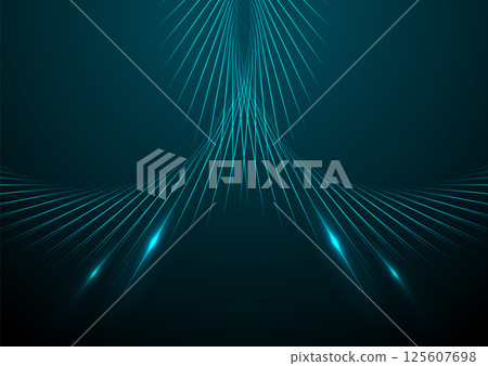 Abstract glowing blue laser rays with highlights on dark space background 125607698