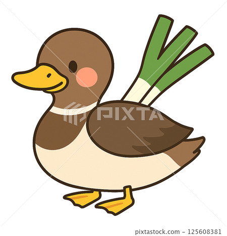 Duck carrying onions, duck and onions, duck hotpot Duck carrying onions, duck and onions, duck hotpot 125608381
