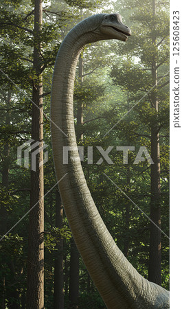 非常令人印象深刻！逼真的草食恐龍阿根廷龍生態場景 125608423