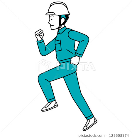 Male worker running (sideways) 125608574