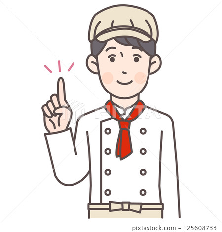 Male bakery staff pointing 125608733