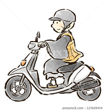 一名僧侶騎著摩托車前往目的地 125609454