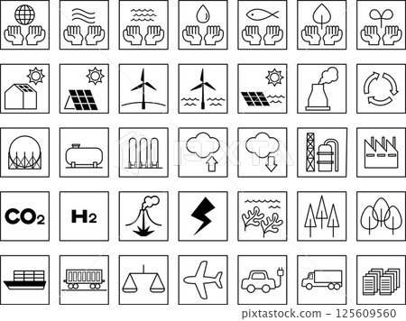 Environment, industry and energy icon set Environment, industry and energy icon set 125609560