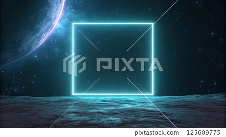 technology background concept, Glowing square in a cosmic landscape 125609775