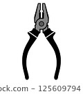 Versatile pliers tool with black handles for gripping and cutting tasks 125609794