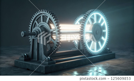 technology background concept, Futuristic mechanical device with glowing elements 125609853