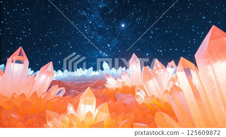 technology background concept, Vibrant crystals under a starry sky 125609872
