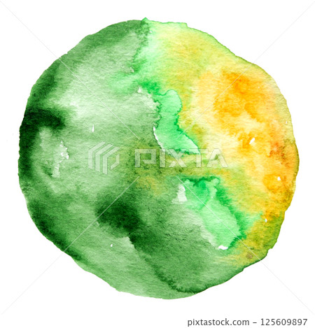 Green and Brown Hand Drawn Watercolor Spot Illustration. 125609897