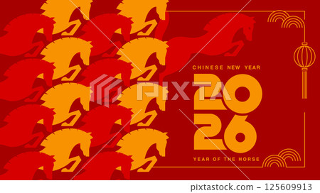Lunar new year, Chinese New Year 2026 ,Year of the Horse , banner design 125609913