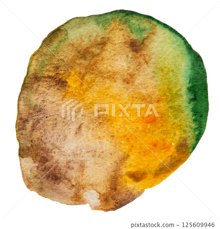Green and Brown Hand Drawn Watercolor Spot Illustration. Green and Brown Hand Drawn Watercolor Spot Illustration. 125609946