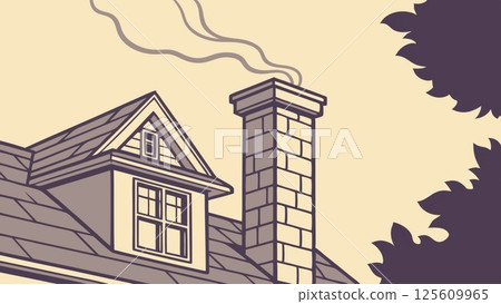 air pollution PM2.5 concept, Charming house with chimney and smoke illustration 125609965