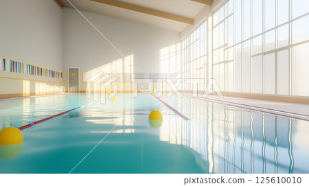 A tranquil indoor pool bathed in the morning sun 125610010