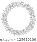 Round Floral Wreath Drawn In Line Art Style 125610100