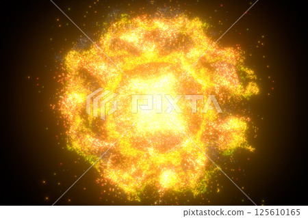 Glowing shiny sparkles with black background, 3d 125610165