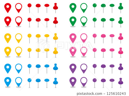 Simple pin illustration set Color map Pushpin Icon 125610243