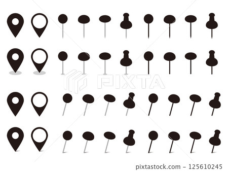 Simple pin illustration set Black map Pushpin Icon 125610245