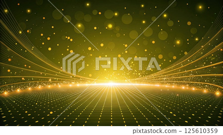 Futuristic and technology background concept, Glowing particles on a shimmering green backdrop 125610359