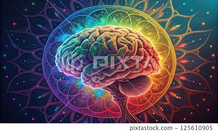 idea and creativity concept, Colorful brain illustration with abstract patterns. 125610905