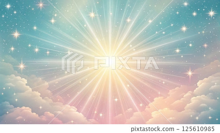 Radiant celestial background with soft clouds 125610985