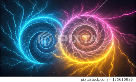 Vibrant swirling energy in blue and pink tones Vibrant swirling energy in blue and pink tones 125610986