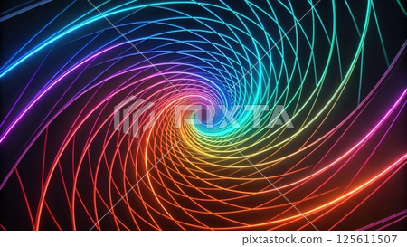 Colorful spiral light pattern in dark background 125611507