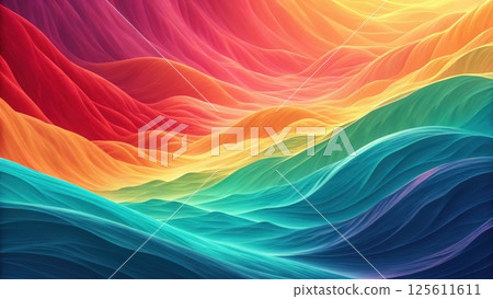 Vibrant abstract waves in rainbow colors. 125611611