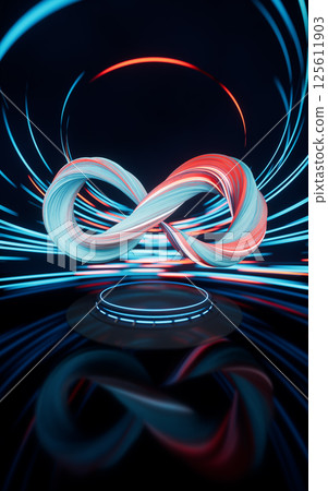 Mobius belt with spin lines effect background, 3d 125611903
