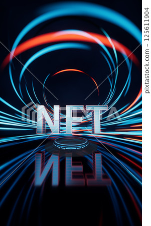 NFT concept with spin lines effect background, 3d 125611904